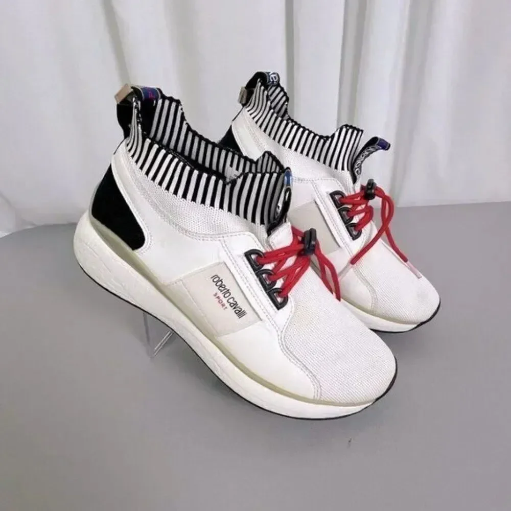 ROBERTO CAVALLI SPORT MENS SNEAKERS WHITE SIZE 8 1/2